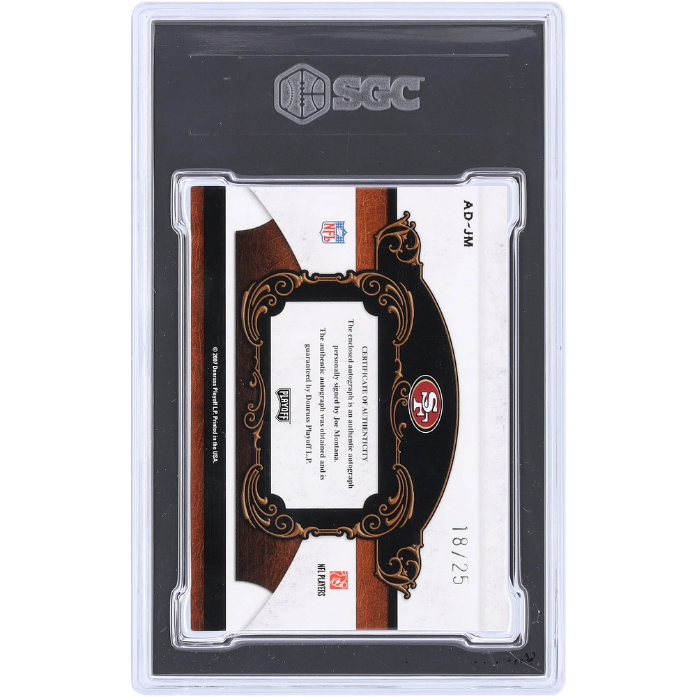 Joe Montana San Francisco 49ers Autographed 2007 Playoff National Treasures All Decade Signatures #AD-JM #18/25 SGC Authenticated 8.5 Card