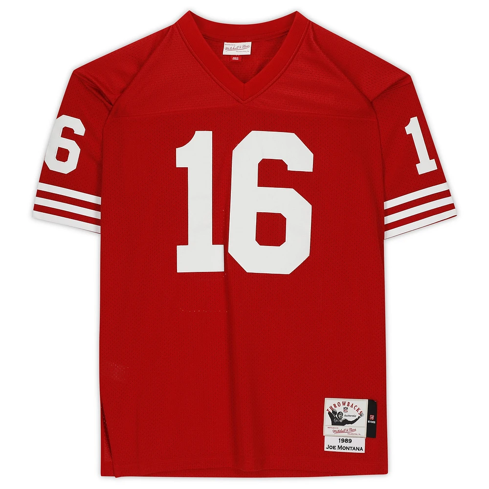 Joe Montana San Francisco 49ers Maillot Authentique Rouge Dédicacé Mitchell & Ness