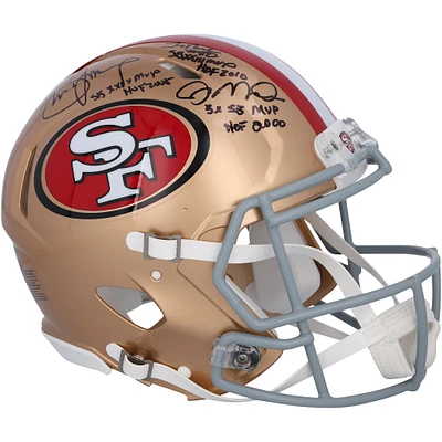 Joe Montana, Steve Young & Jerry Rice San Francisco 49ers Autographed Riddell Speed Authentic Helmet with Multiple Inscriptions