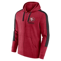 Sweat à capuche entièrement zippé Fanatics Heather Scarlet San Francisco 49ers Gains pour hommes