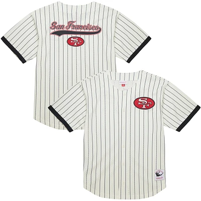Men's Mitchell & Ness  Cream San Francisco 49ers Final Seconds Vintage Logo Mesh Button-Up Shirt