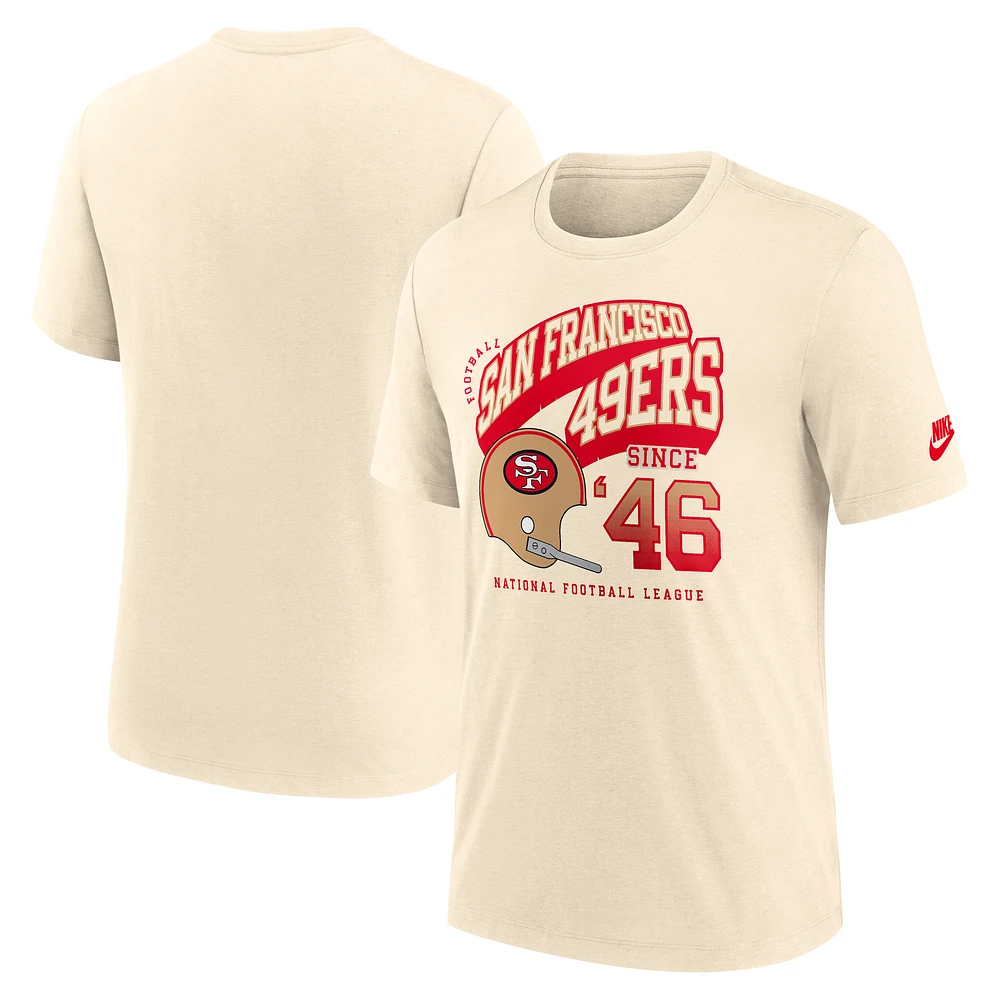 T-shirt Nike Natural San Francisco 49ers Rewind Tri-Blend pour homme