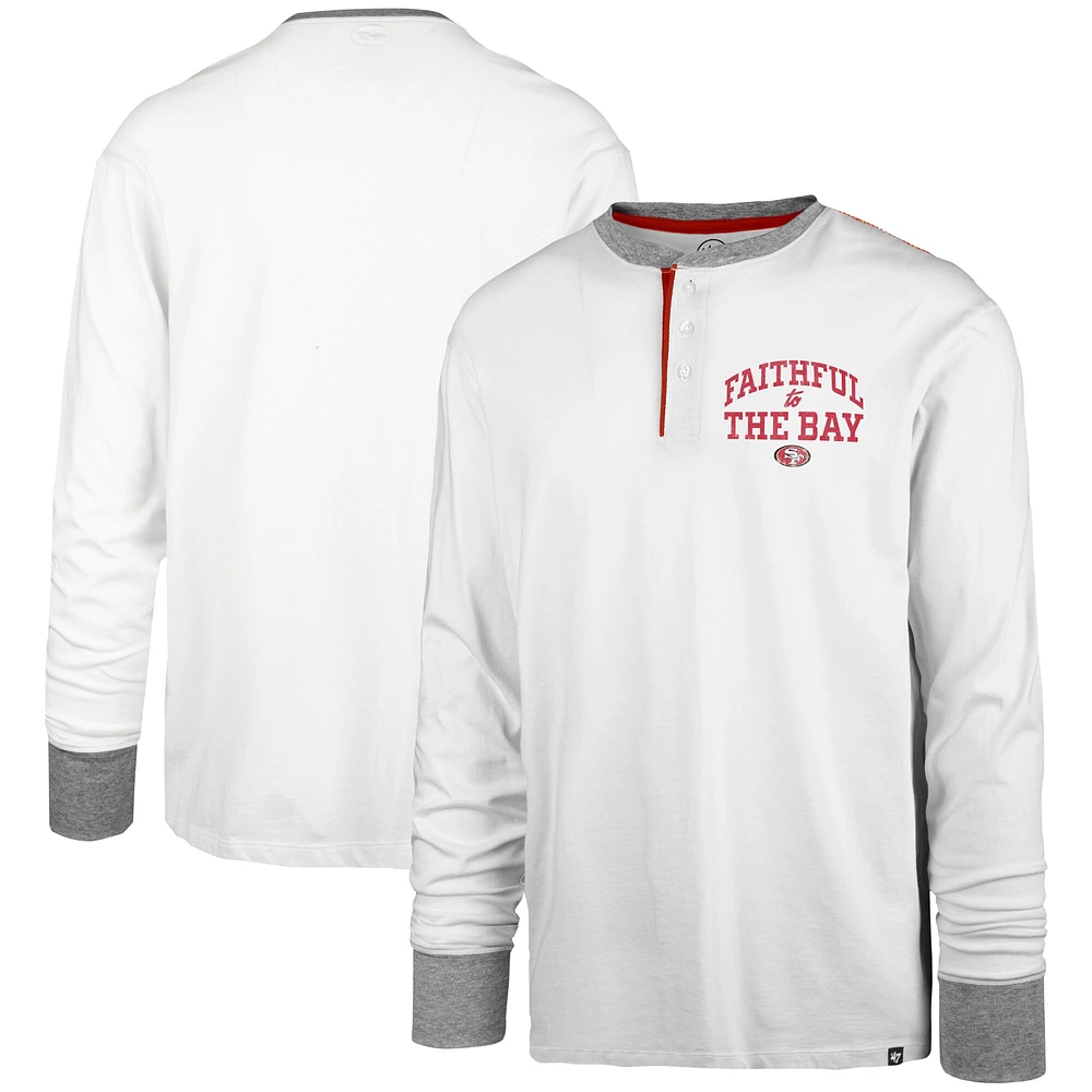 Men's '47 Cream San Francisco 49ers Faithful to The Bay Pats Peek Henley T-Shirt