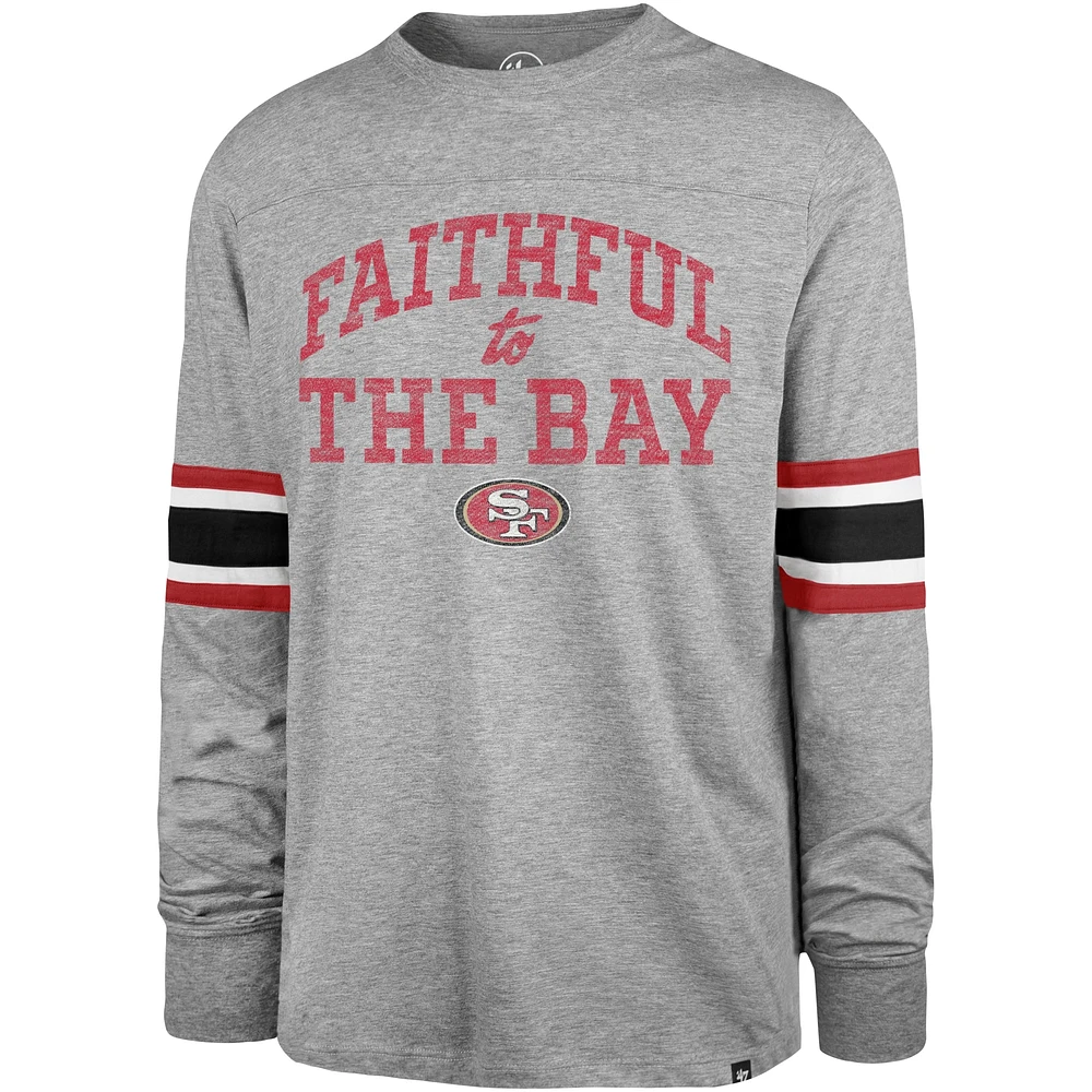 T-shirt à manches longues pour hommes '47 gris San Francisco 49ers fidèle la baie Cover Two Brex