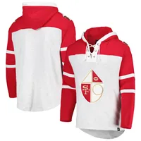 San Francisco 49ers '47 Gridiron Lace-Up Pullover Hoodie - Heather Gray