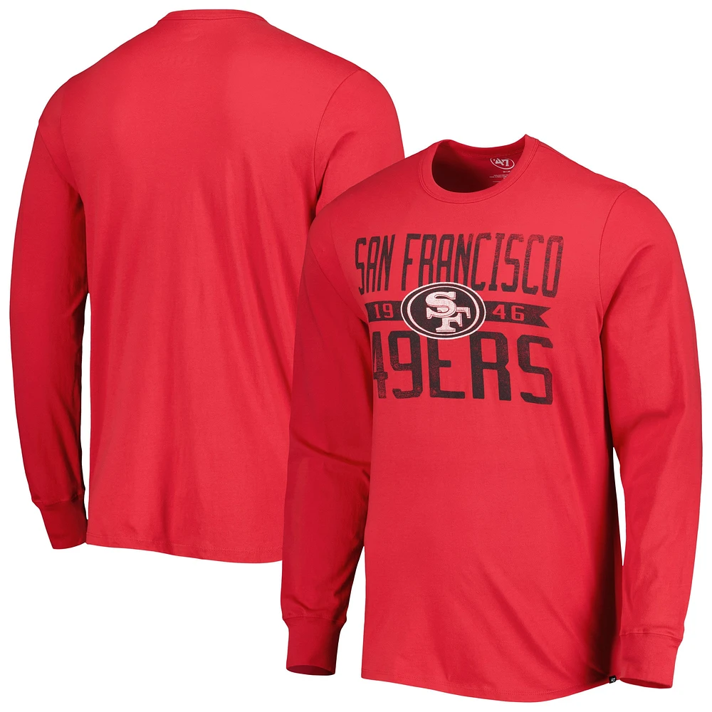 T-shirt à manches longues pour homme '47 Scarlet San Francisco 49ers Brand Wide Out Franklin