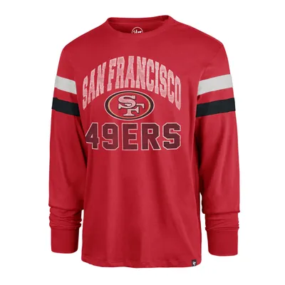 Men's New Era Scarlet San Francisco 49ers Current Raglan Long Sleeve T-Shirt Size: Small