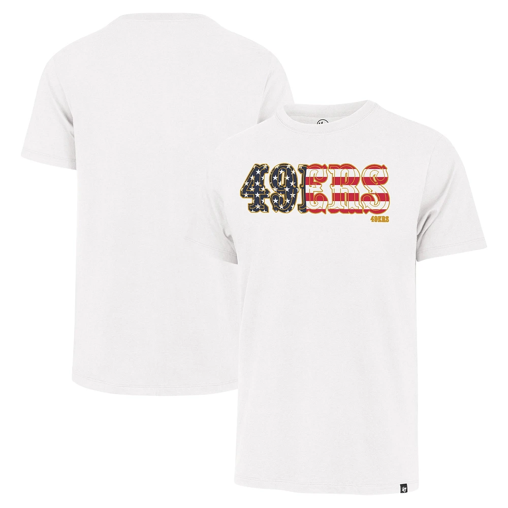 T-shirt blanc avec inscription drapeau Franklin des 49ers de San Francisco '47 pour hommes