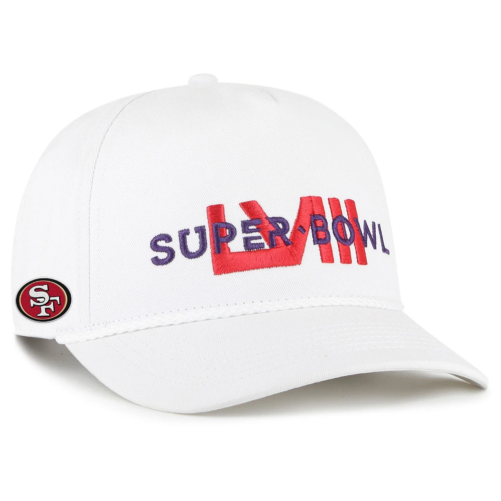 Casquette réglable pour hommes '47 blanche San Francisco 49ers Super Bowl LVIII Overwrite Hitch