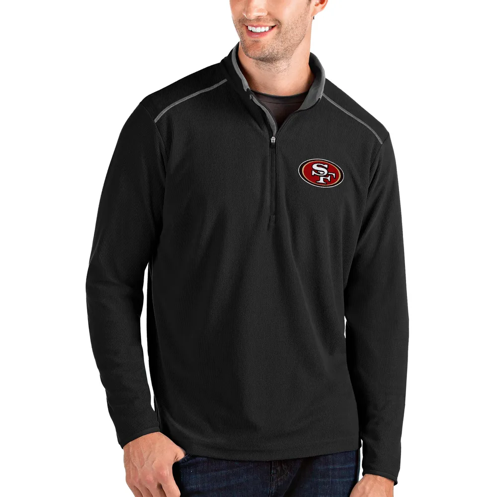 Lids San Francisco 49ers Antigua Glacier Quarter-Zip Pullover Jacket -  Black/Gray