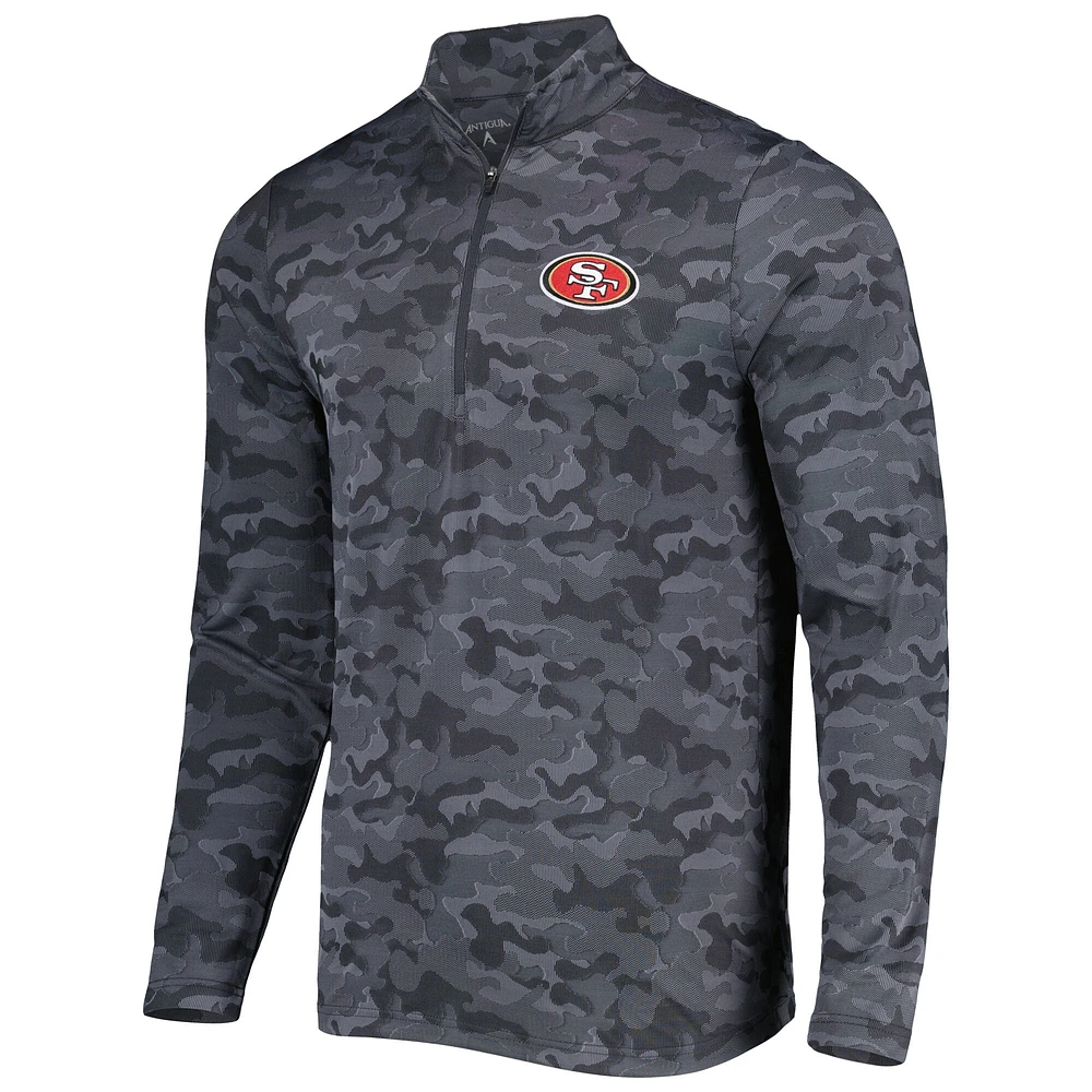 Sweat-shirt à fermeture éclair quart de tour Antigua Black San Francisco 49ers Brigade pour homme