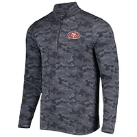 Sweat-shirt à fermeture éclair quart de tour Antigua Black San Francisco 49ers Brigade pour homme