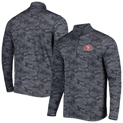 Sweat-shirt à fermeture éclair quart de tour Antigua Black San Francisco 49ers Brigade pour homme