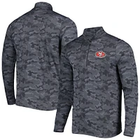 Sweat-shirt à fermeture éclair quart de tour Antigua Black San Francisco 49ers Brigade pour homme