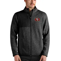 Men's Antigua Oatmeal San Francisco 49ers Fortune Quarter-Zip Pullover  Jacket 