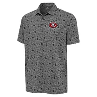 Men's Antigua Heather Black San Francisco 49ers Relentless Polo