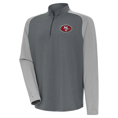 Men's Antigua Heather Charcoal/Gray San Francisco 49ers Dauntless Quarter-Zip Top