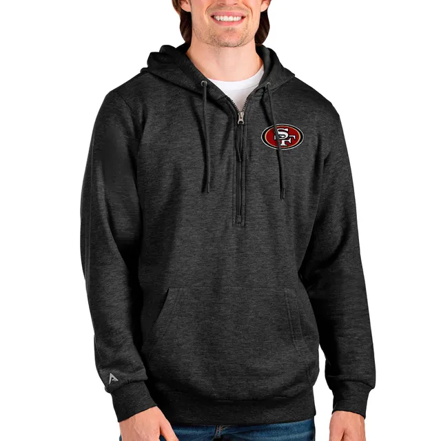 San Francisco 49ers Antigua Action Chenille Pullover Hoodie - Heathered Gray