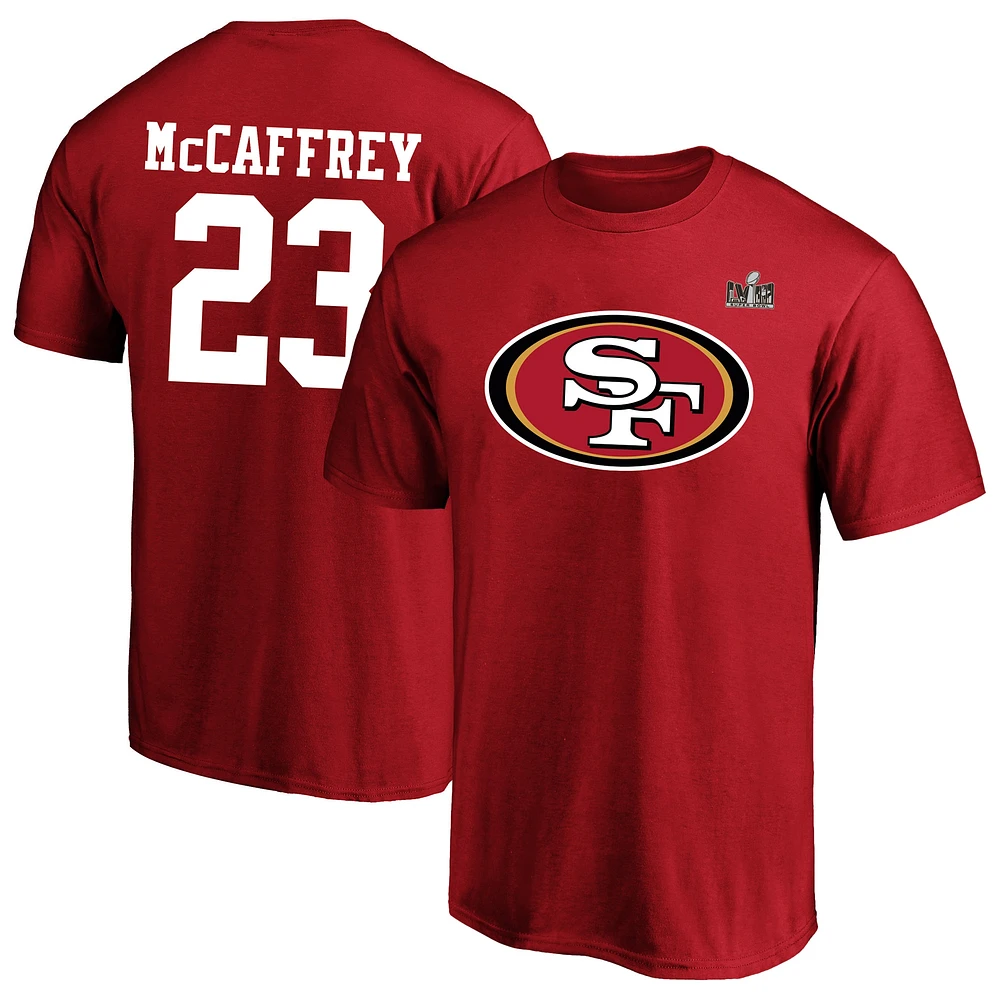 Men's Christian McCaffrey Scarlet San Francisco 49ers Super Bowl LVIII Big & Tall Player Name Number T-Shirt