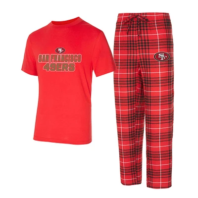 Ensemble de nuit pour homme Concepts Sport Scarlet/Black San Francisco 49ers Vector T-shirt et pantalon en flanelle