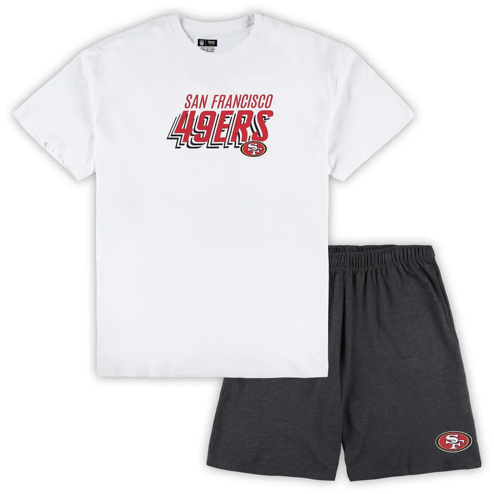 Men's Concepts Sport White/Charcoal San Francisco 49ers Big & Tall T-Shirt and Shorts Set