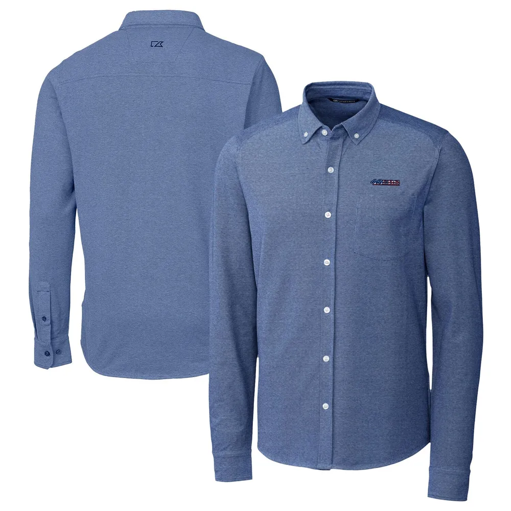 Lids San Francisco 49ers Cutter & Buck Advantage Tri-Blend Pique Long  Sleeve Button-Down Shirt - Blue