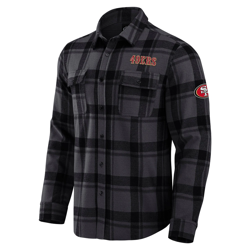 Men's Darius Rucker Collection by Fanatics Black San Francisco 49ers Plaid Button-Up Shirt