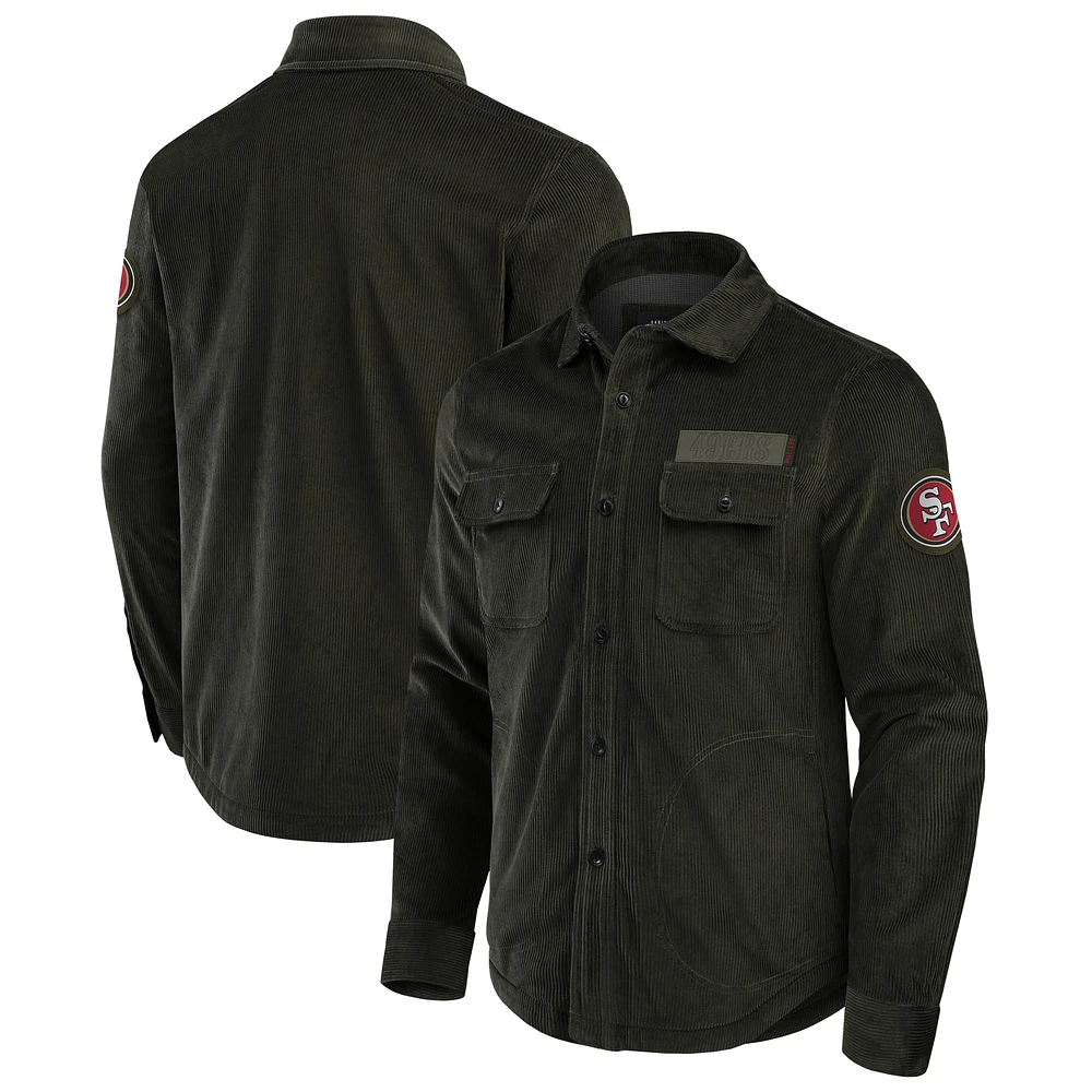 Veste-chemise en velours côtelé vert foncé pour homme de la collection Darius Rucker Fanatics des 49ers San Francisco