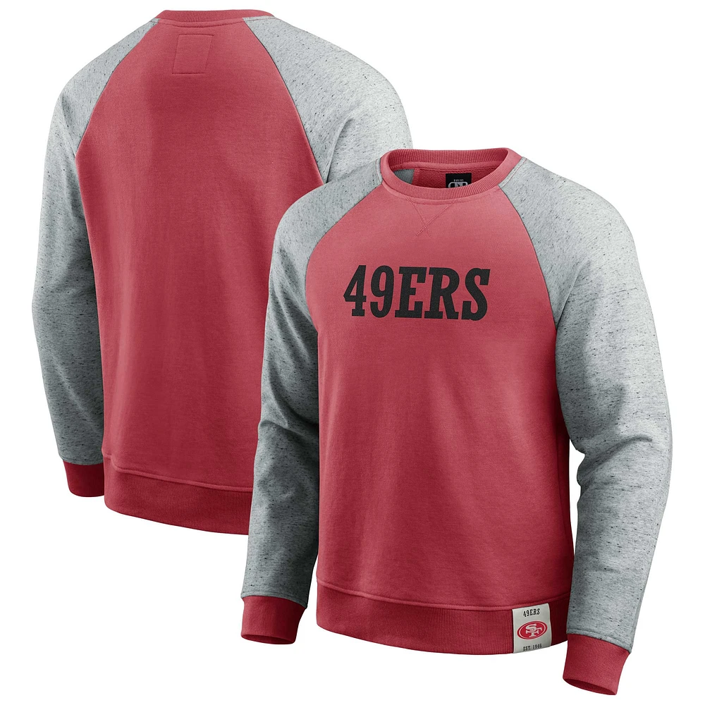 Men's Darius Rucker Collection by Fanatics Scarlet/Heather Gray San Francisco 49ers Colorblock Pullover Sweatshirt