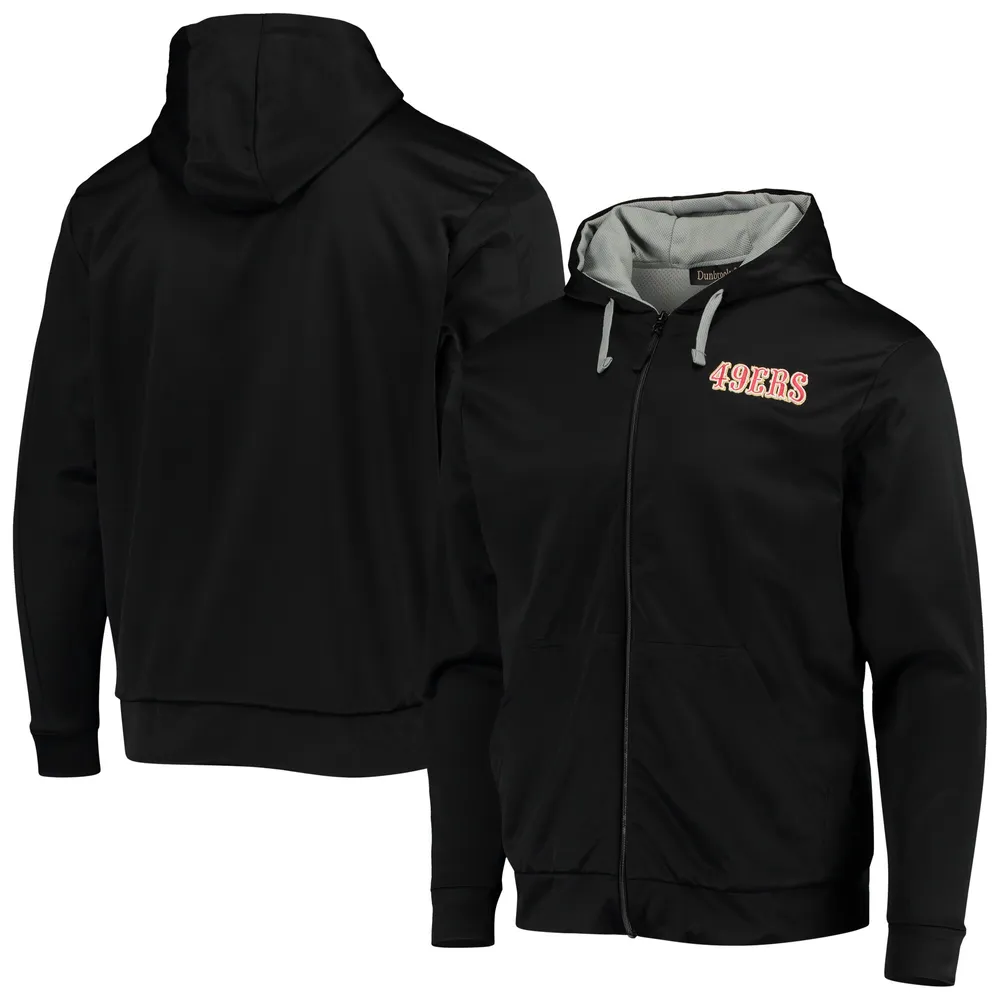 Men's Antigua Black San Francisco 49ers Wordmark Victory Full-Zip Hoodie Size: Small