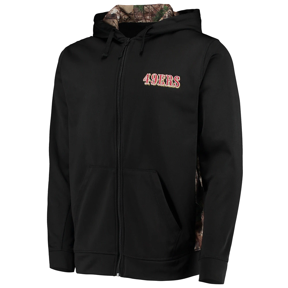 Sweat à capuche entièrement zippé Dunbrooke Camo San Francisco 49ers Decoy Tech Fleece pour hommes, noir/Realtree