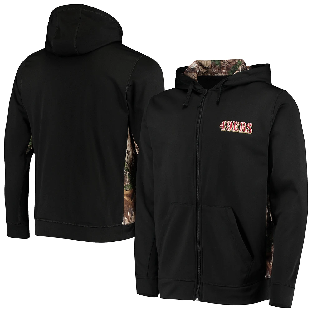 Sweat à capuche entièrement zippé Dunbrooke Camo San Francisco 49ers Decoy Tech Fleece pour hommes, noir/Realtree