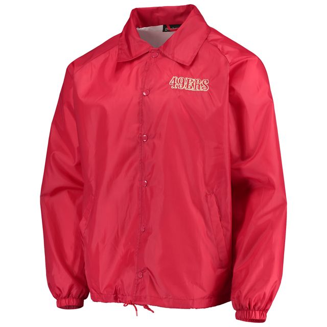 Dunbrooke Scarlet San Francisco 49ers Coaches Veste coupe-vent raglan classique à boutons-pression pour homme