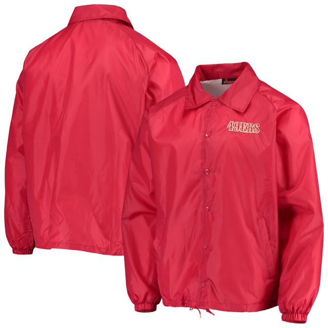 Dunbrooke Scarlet San Francisco 49ers Coaches Veste coupe-vent raglan classique à boutons-pression pour homme