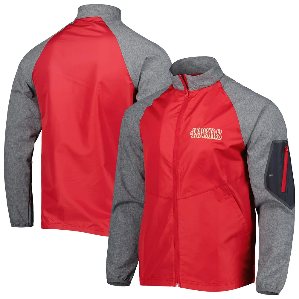 Dunbrooke Scarlet San Francisco 49ers Hurricane Raglan Veste coupe-vent entièrement zippée pour homme