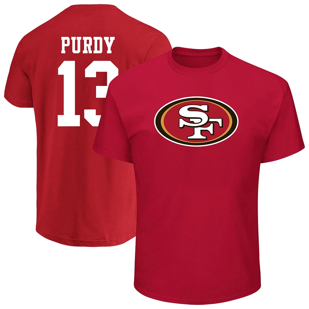 T-shirt Fanatics pour hommes Brock Purdy Scarlet San Francisco 49ers Big & Tall Player Name Number