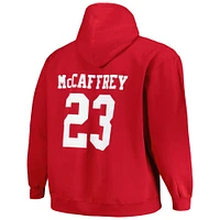 Fanatics pour hommes Christian McCaffrey Scarlet San Francisco 49ers Big & Tall Fleece Name Number Pull à capuche