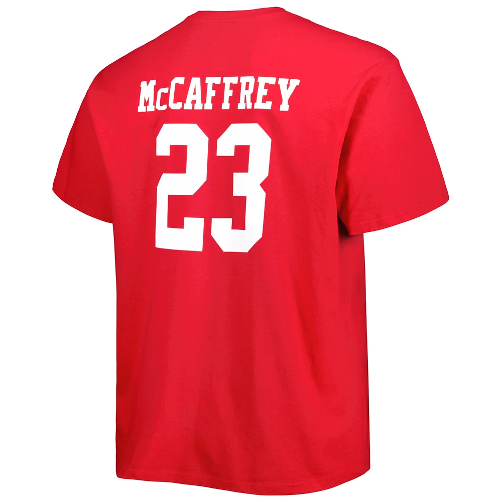 Men's Fanatics Christian McCaffrey Scarlet San Francisco 49ers Big & Tall Player Name Number T-Shirt