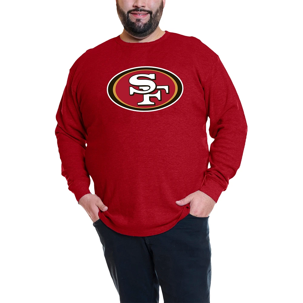 Men's Fanatics Christian McCaffrey Scarlet San Francisco 49ers Big & Tall Thermal Waffle Long Sleeve T-Shirt