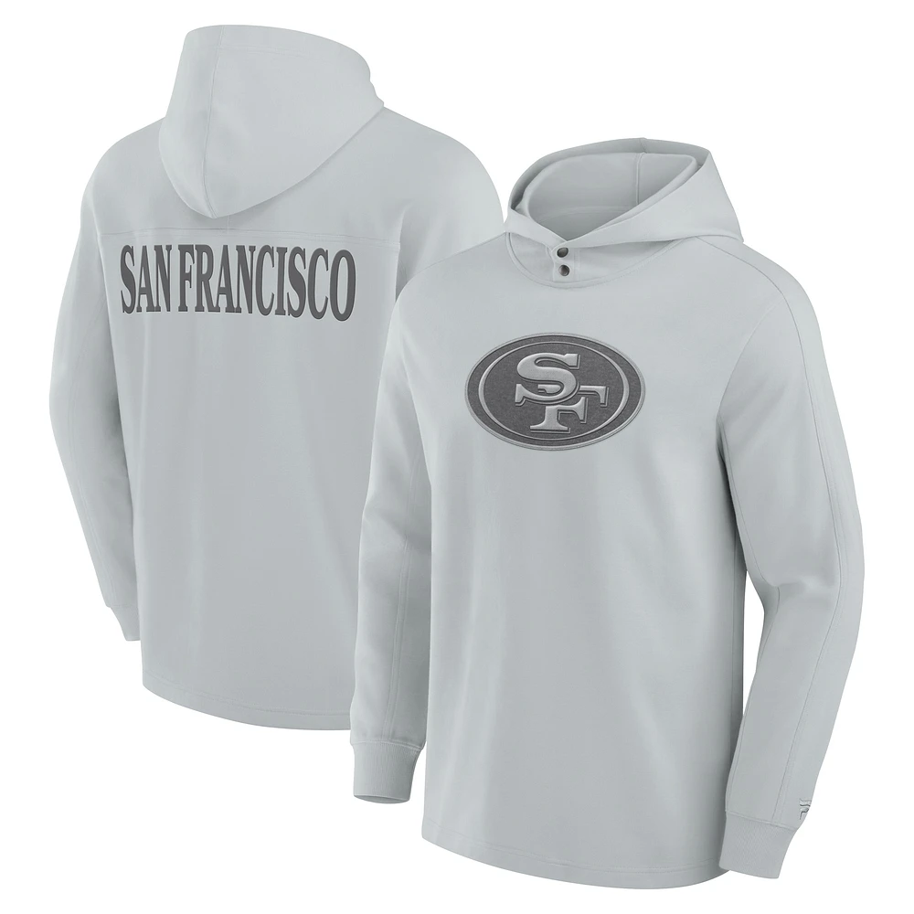 Men's Fanatics Gray San Francisco 49ers Elements Blaze Tri-Blend Long Sleeve Hoodie T-Shirt