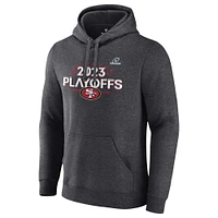 Men's Fanatics  Heather Charcoal San Francisco 49ers 2023 NFL Playoffs Fleece Pullover Hoodie