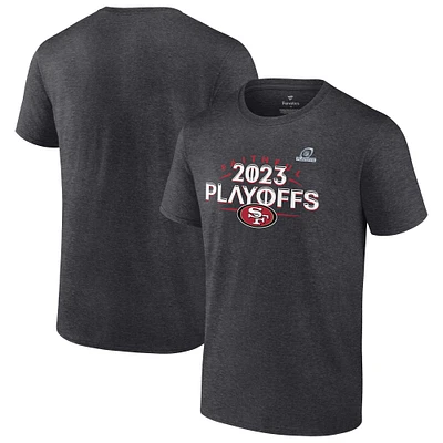 T-shirt Fanatics Heather Charcoal pour hommes des San Francisco 49ers 2023 NFL Playoffs