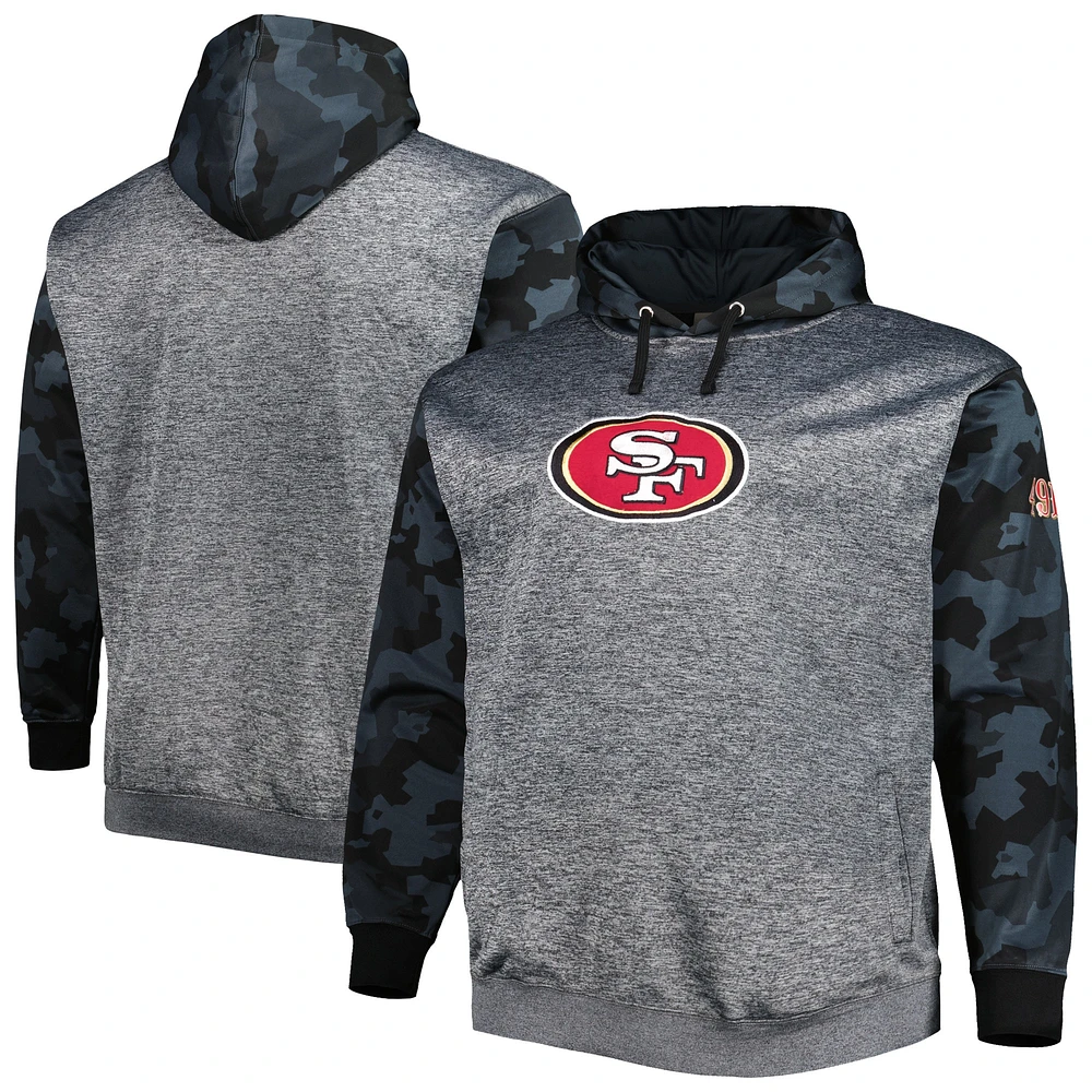 Men's Fanatics Heather Charcoal San Francisco 49ers Big & Tall Camo Pullover Hoodie