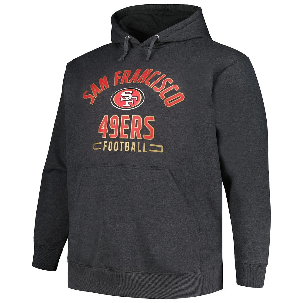 Men's Fanatics Heather Charcoal San Francisco 49ers Big & Tall Pullover Hoodie