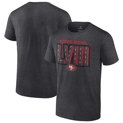 T-shirt de l'équipe locale du Super Bowl LVIII des San Francisco 49ers Fanatics Heather Charcoal pour hommes