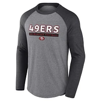 Men's Fanatics Heather Gray/Heather Charcoal San Francisco 49ers Raglan Long Sleeve T-Shirt