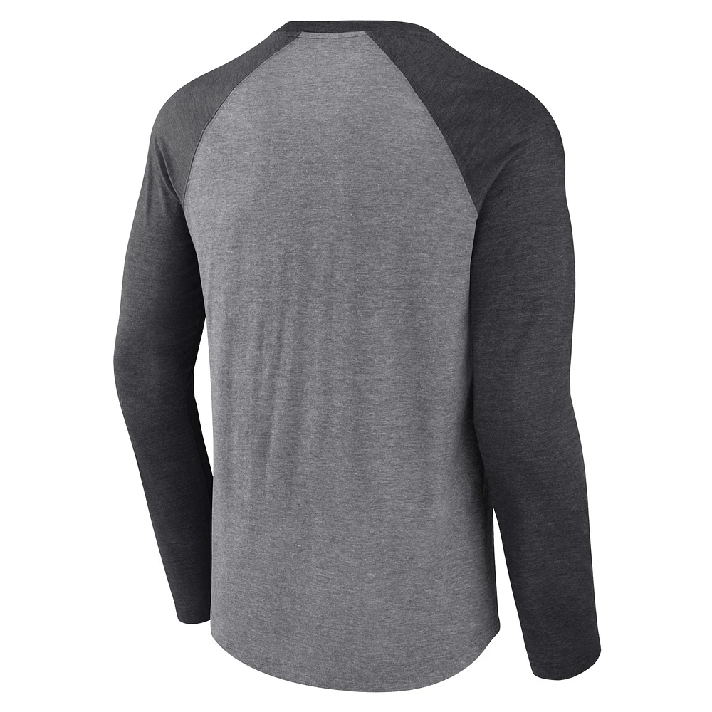 Men's Fanatics Heather Gray/Heather Charcoal San Francisco 49ers Raglan Long Sleeve T-Shirt