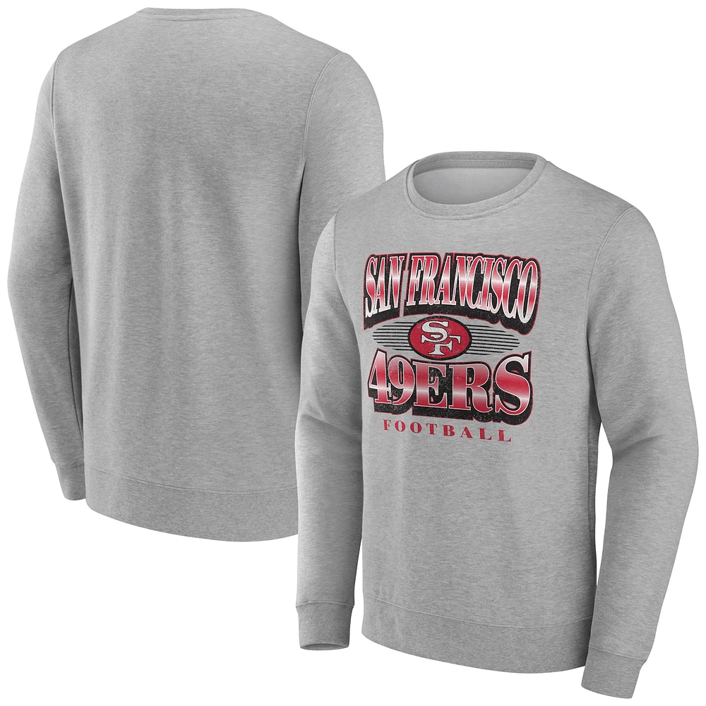 Men's Fanatics Heather Gray San Francisco 49ers Chance Throwback Fleece Pullover Sweatshirt