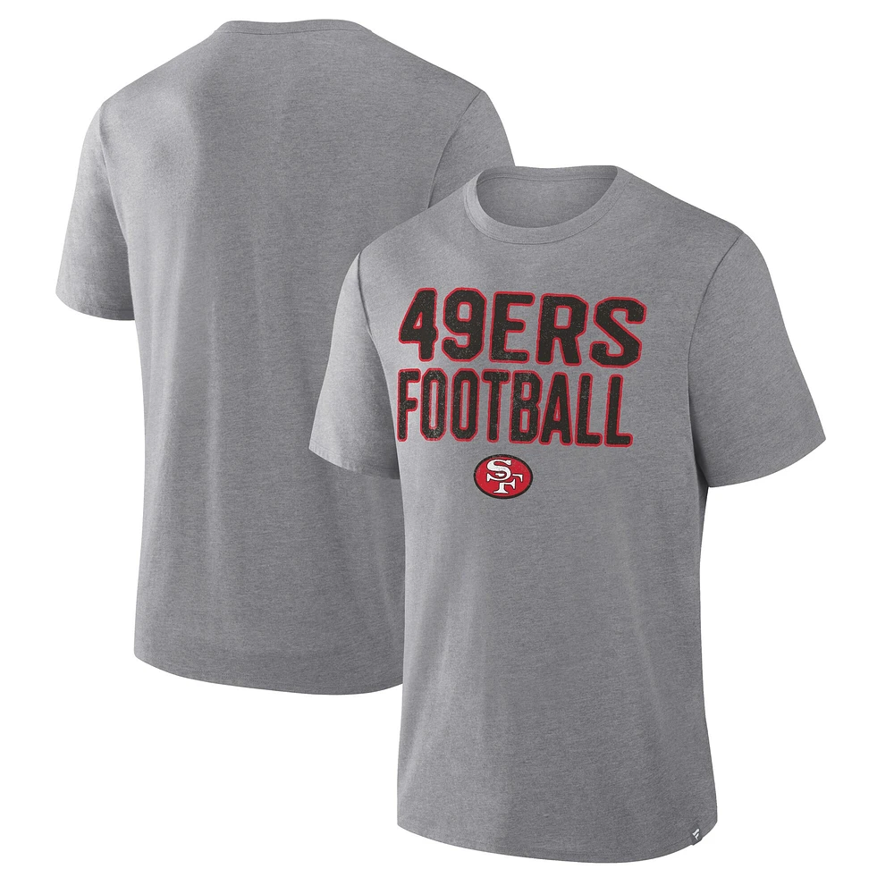 Men's Fanatics Heather Gray San Francisco 49ers First Down Tribute Tri-Blend T-Shirt
