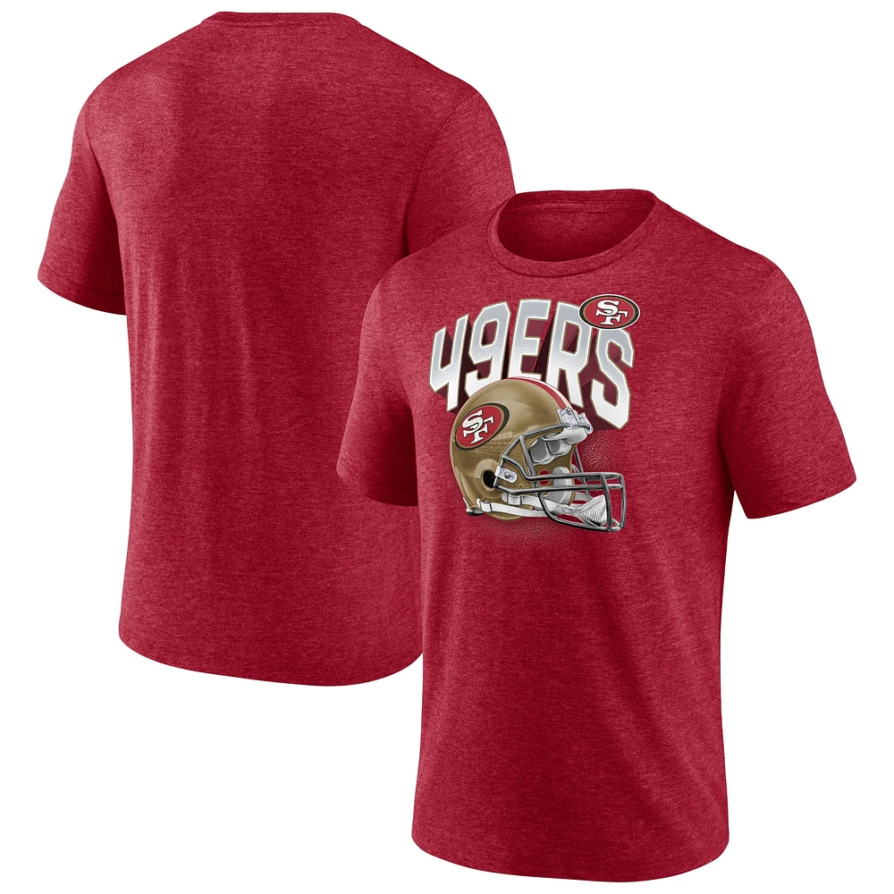 T-shirt tri-mélange Fanatics Heathered Scarlet San Francisco 49ers End Around pour hommes